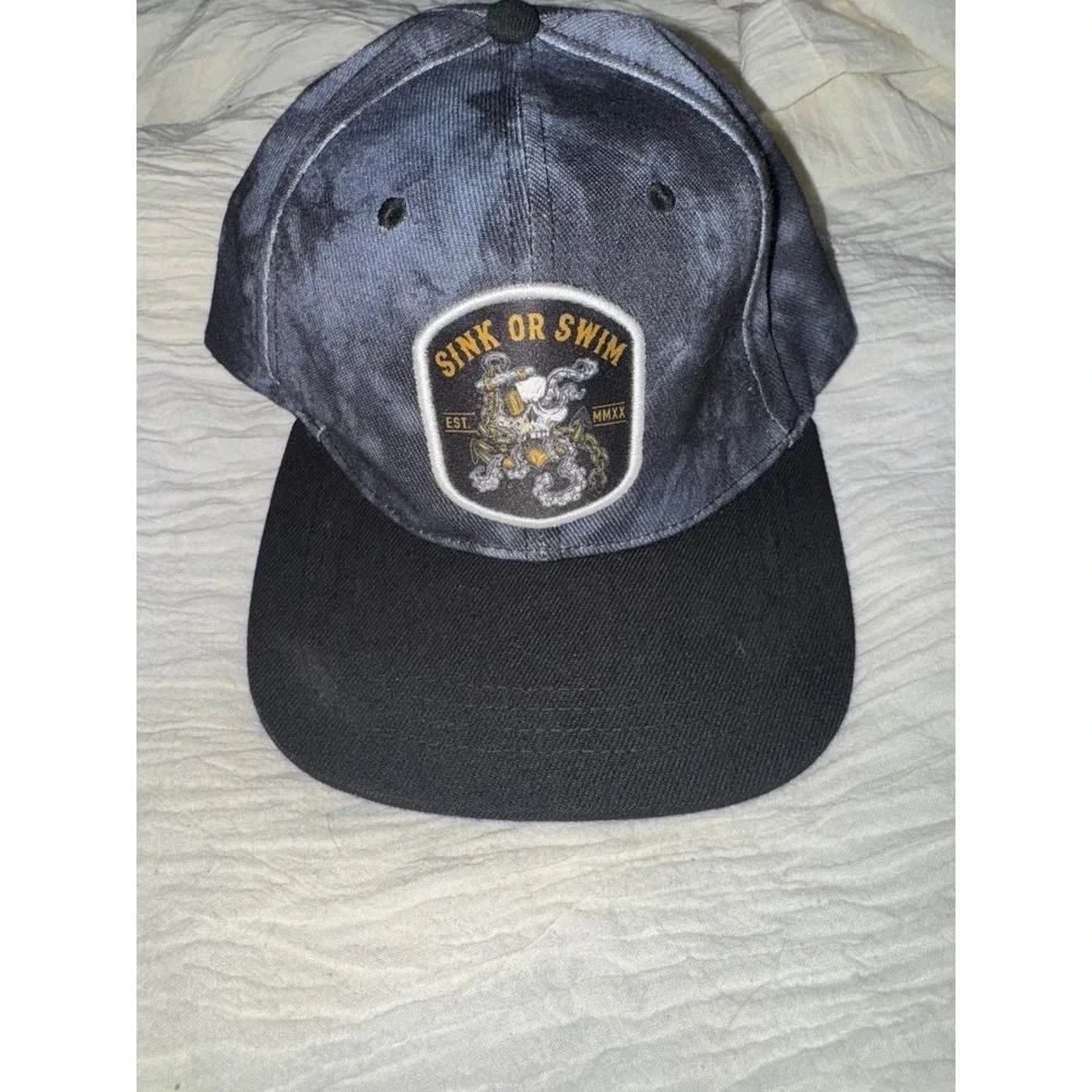 Relentless Betrayal sink or swim‎ black gray tie dye trucker hat black bill